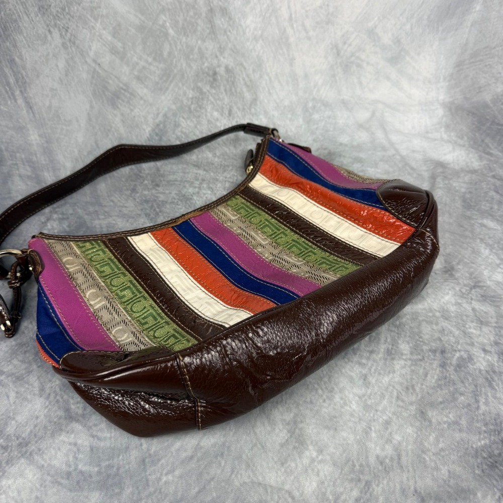 Y2K Multi Color Striped Hobo Bag Boho Shoulder Purse Liz Claiborne Mixed Media - Picture 2 of 11